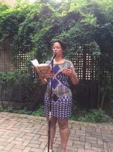 Sofia Quintero reads from her new YA novel, Show and Prove, in the garden of La Casa Azul Bookstore. I'm going to miss the store and hope it reopens, bigger and better, soon!