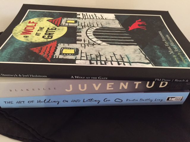 New books from small presses at the Brooklyn Book Festival: A Wolf at the Gate (Reach and Teach), Juventud (Curbside Splendor), The Art of Holding On and Letting Go (Elephant Rock Books).