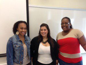 Rejoined by classmates (from left) Ashley, Alexa, and Justine, who spent the summer speaking Portuguese