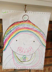 I didn't get a photo of Ed, but I did see this artistic rendition from a student, complete with vampire teeth and bling.