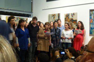 A choir performs in the evening at the Casa da Achada. Our friend Joana is at the right end, in the red dress.