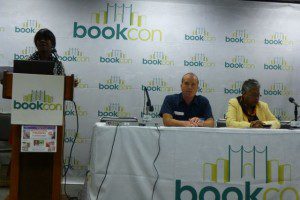 The multicultural publisher panel featured John Byrd of Cinco Puntos Press and Cheryl Willis Hudson of Just Us Books.