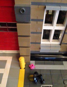 When a shrink-wrapped piece breaks off, it doesn't go far, as this lamp on the modular Firehouse demonstrates.