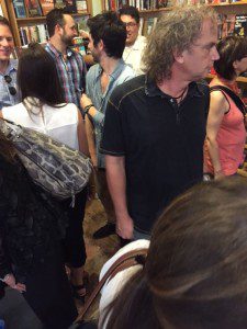 Some of the people at the book launch. Wayne Steck, the father of my son's girlfriend, is in the center. Derrick is behind him, and Lindsey is to his left, with her back to the camera.