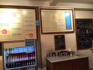 The Van Leeuwen menu, which specializes in vegan flavors and ice cream concoctions such as sundaes and floats.