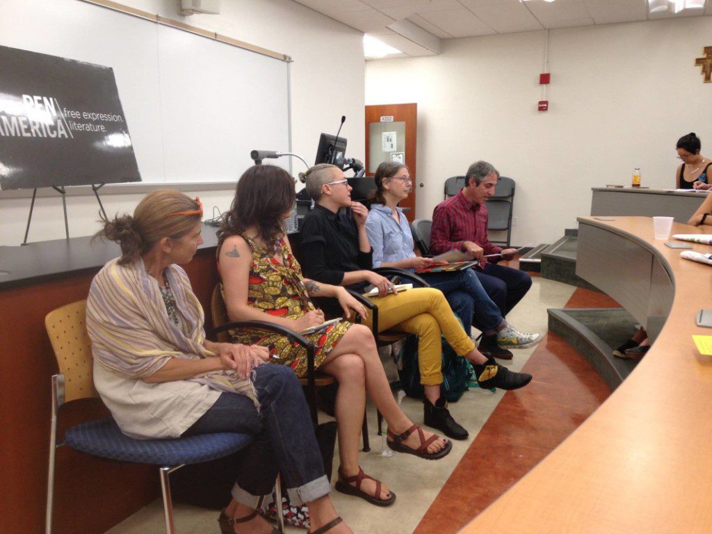 Panelists at the Brooklyn Book Festival, from left, Claudia Bedrick, Mara Lethem, Julia Heim, me, Alex Zucker. Photo by Margaret B. Carson. Used with permission.