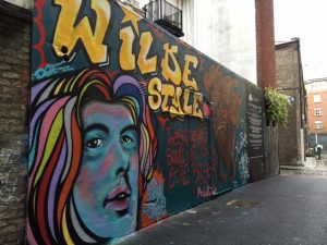 This mural is part of an exhibit of historically-inspired street art organized by the Icon Factory, an artists' collective in Dublin.